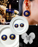 Navy Enamel Clover Stud Earrings