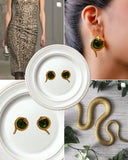 Emerald Serpent Stud Earrings