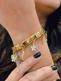 Premium Gold Floral Evil Eye Charm Bracelet