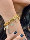 Gold Ocean & Evil Eye Charm Bracelet