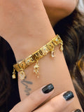Gold Jellyfish & Hamsa Evil Eye Charm Bracelet