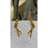 Abstract Gold Branch Drop Earrings