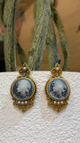 Antique Cameo Pearl Drop Earrings
