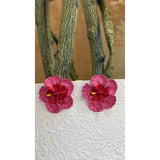 Pink Floral Statement Stud Earrings