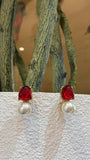 Ruby Pearl Stud Earrings