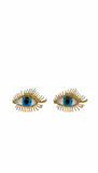 Golden Evil Eye Statement Stud Earrings