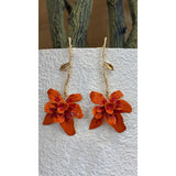 Orange Floral Drop Earrings