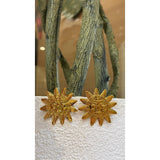 Gold Sun Face Stud Earrings
